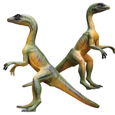Higherbros Cute Dinosaur Toys 2PCS Jurassic Compsognathus Dino Toys for Kids Dinosaur Action Figures Great for Cake Topper and Birthday Gift for Teddler