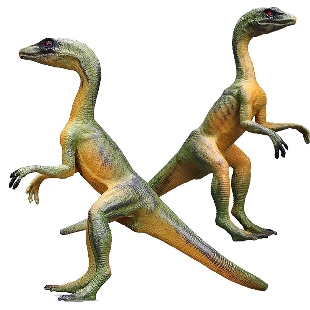 Higherbros Cute Dinosaur Toys 2PCS Jurassic Compsognathus Dino Toys for Kids Dinosaur Action Figures Great for Cake Topper and Birthday Gift for Teddler