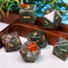UDIXI Stone DND Dice Set, 7PCS Bloodstone Gemstone Dice Real Stone with Gift Case for D&D and Tabletop Games view 4
