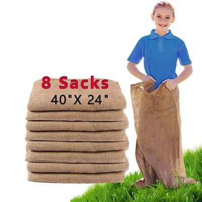 Alytree 8 Pack Burlap Potato Sack Race Bags, 24"x40" Outdoor Lawn Games for Kids & Adults, Outside Yard Games for Birthday Party, Field Day Family Reunion, Carnival, Easter, Halloween, 4th of July