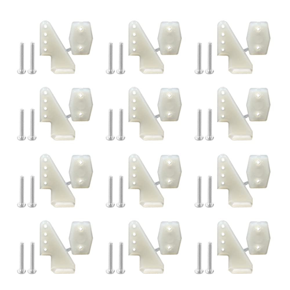 AONTOKY 12 Sets Nylon Control Horns T Style L18W13H25mm 4 Holes for RC Airplane KT Model Plane Parts with M2x14mm Screw