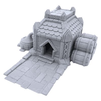 Dwarf Settlement Brewery by Makers Anvil, 3D Printed Tabletop RPG Scenery and Wargame Terrain 28mm Miniatures