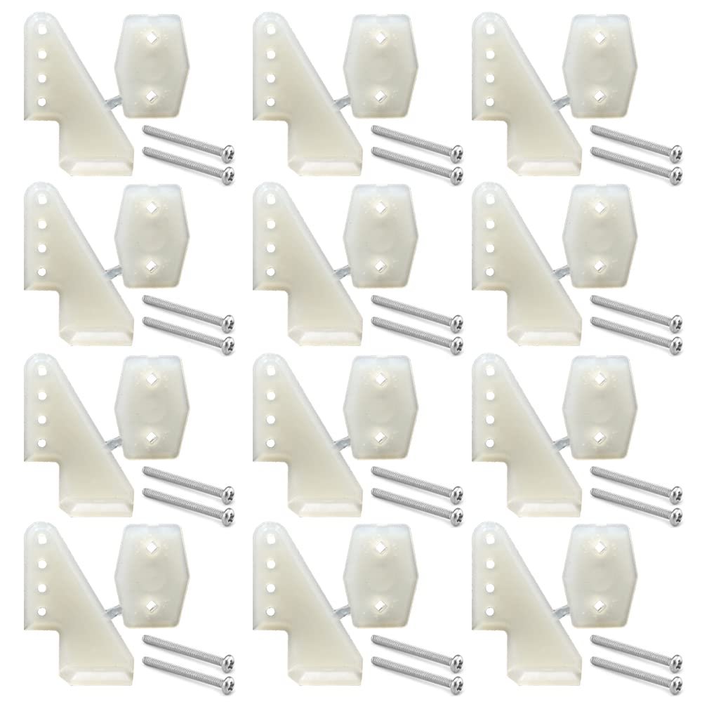AONTOKY 12 Sets Nylon Control Horns T Style L18W13H25mm 4 Holes for RC Airplane KT Model Plane DIY Parts Accessories with M2x20mm Screw