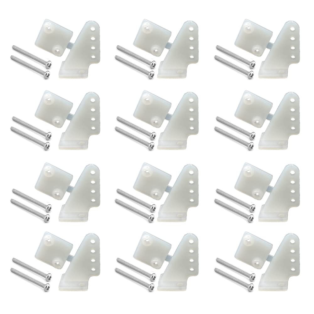 12Sets Nylon Control Horns L11W11H20mm 4 Holes Positions for RC Plane Airplane Scale Model DIY Parts Accessories with M2x20mm Screw