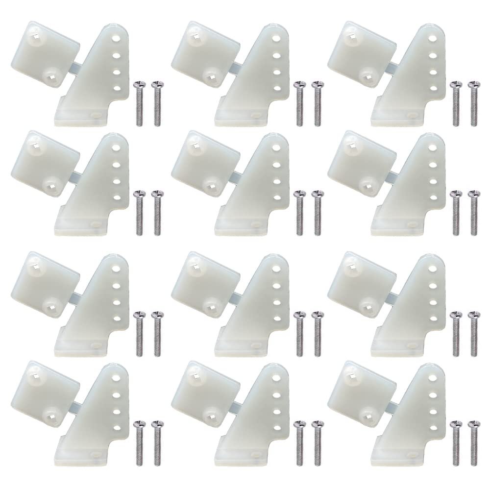 12Sets Nylon Control Horns 4 Holes Positions L11W11H20mm for RC Airplane KT Model Plane Parts Accessories with M2x14mm Screw