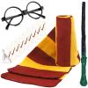 CHRIMISS Wizard Costume Accessories Set Novelty Scarf Wizard Wand Glasses with Round Frame No Lenses Tattoos for Kids Birthday Party Cosplay Costume Accessories Halloween Party view 1