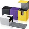 Yookeer 4 Pieces Leather Deck Card Boxes Cards Deck Game Box for Collectible Playing Card Box Compatible with MTG Commander(White, Black, Purple, Yellow,Vertical) view 1
