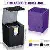 Yookeer 4 Pieces Leather Deck Card Boxes Cards Deck Game Box for Collectible Playing Card Box Compatible with MTG Commander(White, Black, Purple, Yellow,Vertical) view 2