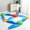 Balance Stepping Stones for Kids, 12 Pieces of Childrens Obstacle Course Balance Beam Kits, with 8 Connectors, Easy to Install (Color : Blue) view 2