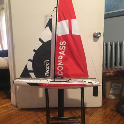 Ssccgym 53 Inch Remote Control Boat RC Pre-Assemble Sail Accessories Kits 2.4G Electric Sailboat Watercraft for Adults Boys (S)