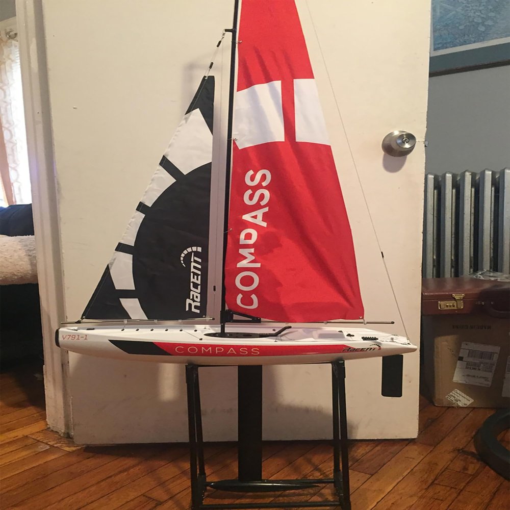 Ssccgym 53 Inch Remote Control Boat RC Pre-Assemble Sail Accessories Kits 2.4G Electric Sailboat Watercraft for Adults Boys (S)
