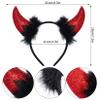 Jmkcoz Halloween Devil Costume Tutu Set for Devil Horn Headband Red Devil Tail Bowtie Tutu Skirt Demon Hair Hoop Accessories for Carnival Cosplay Party Prop view 2