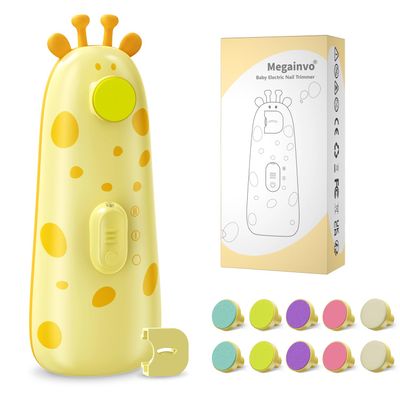 Baby Nail Trimmer Electric Baby Nail File with Light 10 Grinding Heads Safe Quiet Baby Nail Grooming Care Kit for Newborn Infant Toddler Toes Fingernails - Orange