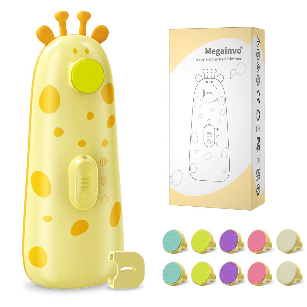 Baby Nail Trimmer Electric Baby Nail File with Light 10 Grinding Heads Safe Quiet Baby Nail Grooming Care Kit for Newborn Infant Toddler Toes Fingernails - Orange