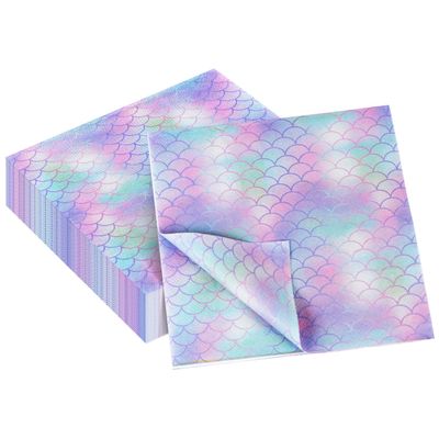 40 Pack Mermaid Party Decorations Mermaid Napkins, 13 x 13 Inches Mermaid Party Napkins for Birthday Party Supplies Mermaid Theme Party Table Decorations (Blue Mermaid)