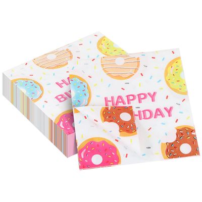 40 Pack Donut Party Decorations Donut Napkins, 13 x 13 Inches Donut Grow Up Party Napkins Happy Birthday Paper Napkins for Birthday Party Supplies Donut Party Table Decorations (Donut)