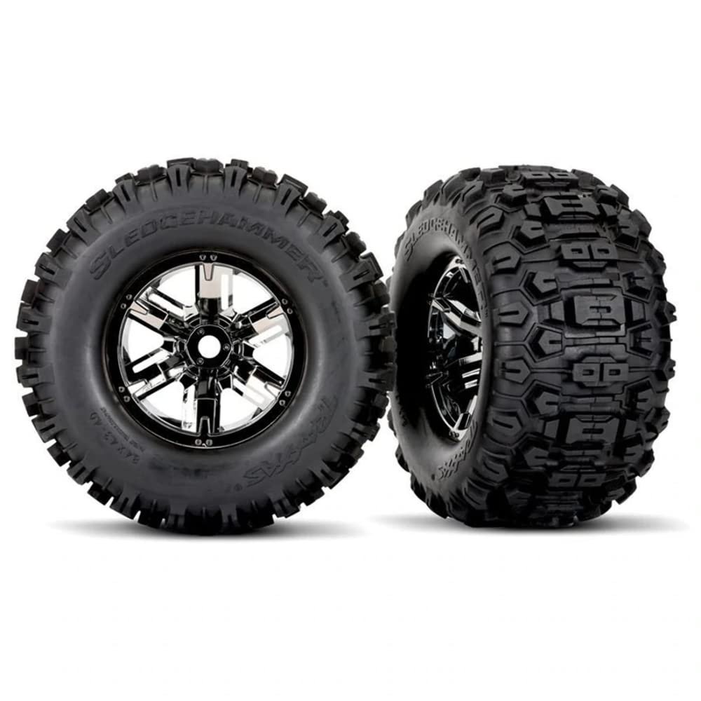 Traxxas Tire and Wheels X-Maxx Black Chrome Sledgehammer 7774A