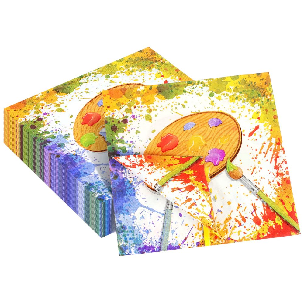 40 Pack Art Party Decorations Napkins, 13 x 13 Inches Paint Party Napkins for Birthday Party Supplies Art Paint Paper Napkins Art Party Table Decorations (Art Paint)