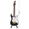 Miniature Wooden Mini Guitar Model Display, Musical Instrument Miniature Dollhouse Model Home Decoration, 5.5In Electric Guitar DcorDollhouse Accessories (Black) view 2