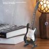 Miniature Wooden Mini Guitar Model Display, Musical Instrument Miniature Dollhouse Model Home Decoration, 5.5In Electric Guitar DcorDollhouse Accessories (Black) view 3