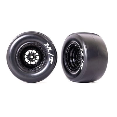 Traxxas Tire and Wheels Weld Glossy Black Mickey Thompson Drag Slicks Sticky Compound (2) 9476