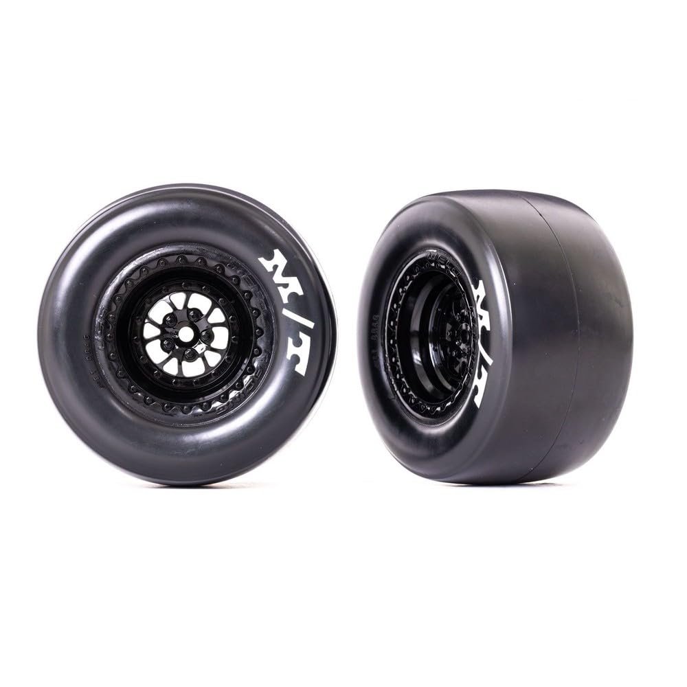 Traxxas Tire and Wheels Weld Glossy Black Mickey Thompson Drag Slicks Sticky Compound (2) 9476