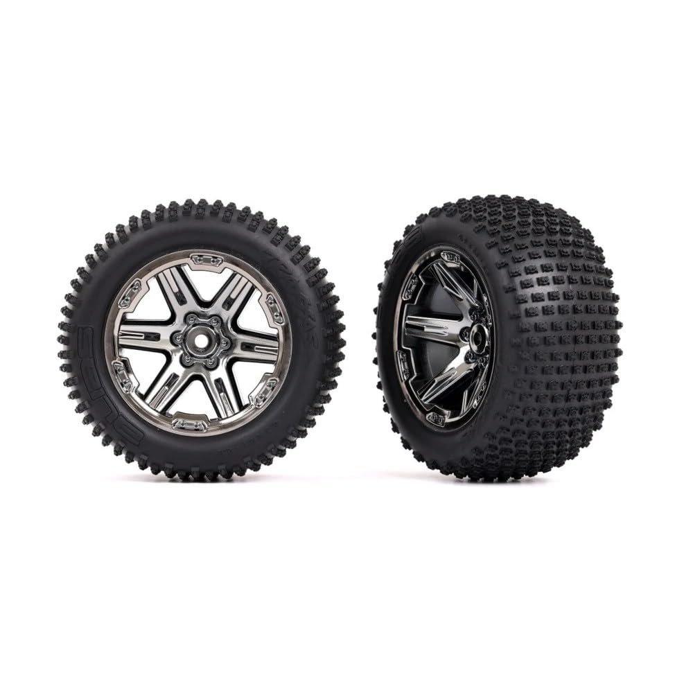 Traxxas Tires and Wheels Aseembled RXT Black Chrome 2.8 Inch Rear 3772R