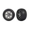 Traxxas Tires and Wheels Aseembled RXT Black Chrome 2.8 Inch Rear 3772R view 1