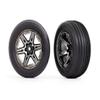 Traxxas Tires and Wheels Aseembled RXT Black Chrome 2.8 Inch Front 3771R view 1
