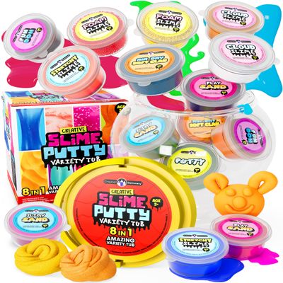 Original Stationery Putty Variety Pack - Assorted Colors, 6 Premade Putty Styles & 8 Fun Compounds - DIY Slime Kit - Cloud, Glow & Butter Ice Cream Slime - Sensory Toys & Gifts for Boys