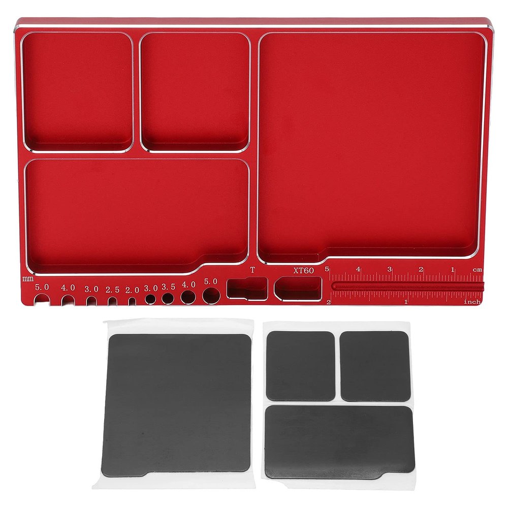 Dilwe RC Aluminium Alloy Magnetic Screw Tray with Pad for RC Model Toy Repair, Electronic Repair Kit Tool Organizer