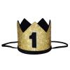 Maticr Glitter First Birthday Crown Baby Boy 1st Bday Party Hat Cake Smash Photo Prop (Black Gold 1 & Tie) view 4