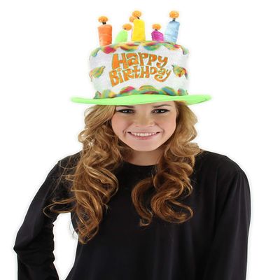 elope Multicolored Birthday Cake Plush Costume Hat with Candles
