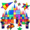 PicassoTiles Magnetic Tile 16pc + 100pc + 4 Family Action Figures, Magnetic Building Block Set Geometry Shape, Magnetic 3D Building Blocks Playboards, Expansion Pack Add-on STEM Toys Pretend Playset view 1