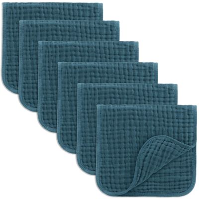 Comfy Cubs Muslin Burp Cloths 20" x 10", Pack of 6 - Large, 6-Layer, Ultra Absorbent 100% Cotton for Baby Drool and Messes - Soft, Safe & Gentle Baby Burp Cloths Set for Boys & Girls - Neptune