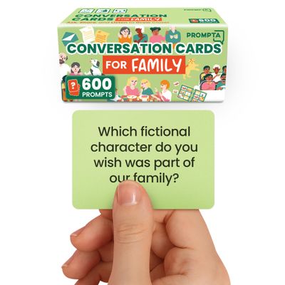 Prompta 600 Conversation Cards for Families  Fun Family Game for Kids and Adults During Game Night, Family Dinner, or Road Trips  Five Get to Know You Question Categories on 2.5" x 1.75" Cards