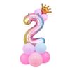 32 inch Aluminum Foil Rainbow Gradient Number 2 Crown Balloon, Giant Aluminum Foil Number 2 Balloon, Birthday Balloon, 2nd Children's Birthday Party Decoration Supplies (Rainbow gradient 2) view 1