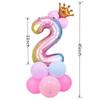32 inch Aluminum Foil Rainbow Gradient Number 2 Crown Balloon, Giant Aluminum Foil Number 2 Balloon, Birthday Balloon, 2nd Children's Birthday Party Decoration Supplies (Rainbow gradient 2) view 2