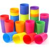 Potchen 54 Pieces Kids Plastic Cups 8.5 oz Reusable Drinking Cups Stackable Plastic Tumblers Colorful Water Glasses for Kids Toddler Baby Children Adults (Multicolor) view 1