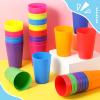 Potchen 54 Pieces Kids Plastic Cups 8.5 oz Reusable Drinking Cups Stackable Plastic Tumblers Colorful Water Glasses for Kids Toddler Baby Children Adults (Multicolor) view 4