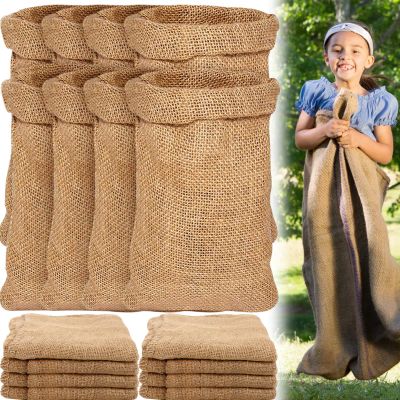 12 Pack Burlap Sack Race Bags 24 x 40 Inch Large Burlap Sack Potato Outdoor Lawn Games for Holiday Birthday, Family Reunion, Carnival, Easter, Halloween, Plant Frost Protection