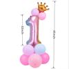 32 inch Aluminum Foil Rainbow Gradient Number 1 Crown Balloon, Giant Aluminum Foil Number 1 Balloon, Birthday Balloon, 1st Birthday Party Baby Shower Decoration Supplies (Rainbow gradient 1) view 2