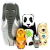 Kakeah Long-Nosed Elephant Nesting Dolls Wooden Matryoshka Russian Doll Handmade Stacking Toy Set 5 Pieces for Kids