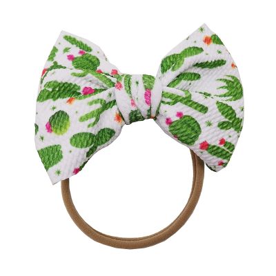 Toddler Baby Girls Printed Headband Bowknot Elastic Hair Band For Infant Infant Bows (D, One Size)