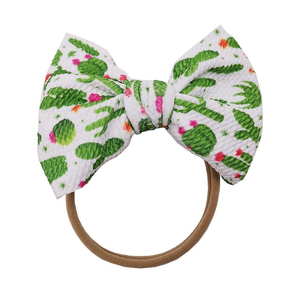 Toddler Baby Girls Printed Headband Bowknot Elastic Hair Band For Infant Infant Bows (D, One Size)