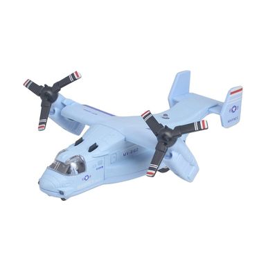Ailejia Metal Airplane MV-22 Military Osprey Transport Helicopter Toy Cargo Aircraft Model Army Aircraft with Pull Back Fighter Toys (Blue)
