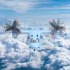 Ailejia Metal Airplane MV-22 Military Osprey Transport Helicopter Toy Cargo Aircraft Model Army Aircraft with Pull Back Fighter Toys (Blue) view 2