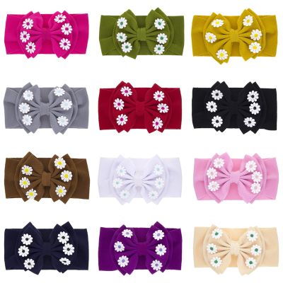 12PC Baby Solid Floral Headbands Hat Accessories Stretchy Bowknot Girls Baby Care Customized Headbands for Girls (Multicolor, One Size)