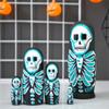Kakeah Skull Nesting Dolls Wooden Matryoshka Russian Doll Handmade Stacking Toy Set 5 Pieces for Kids view 4
