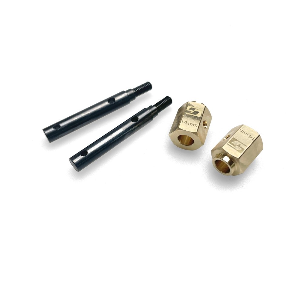 Club 5 Racing Brass Extended Wheel Hex (14 mm) w/ Steel Stub Axle for TRX-4 Portal Axle